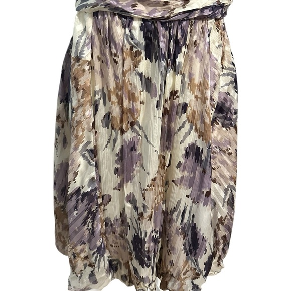 BCBGMaxAzria Strapless Floral 100% Silk Dress Lavender Cream Cocktail Formal 8 - Picture 5 of 9